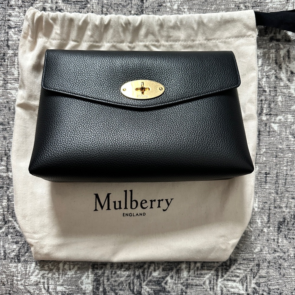 Mulberry Black Leather Large Darley Pouch